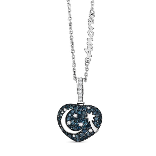 GP Amore Kollektion - Multi Diamant und Kanchanaburi blauer Saphir Ring und Anhänger mit 45cm Kette