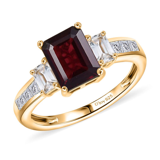 D'Joy Rhodolith Granat und Zirkon Ring und Anhänger mit 50cm Kette