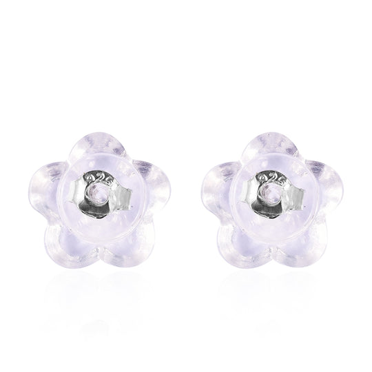 9 Paar Ohrstopper Set, 925 Silber Kern mit Silikon Blüte, rhodiniert vergoldet rosévergoldet