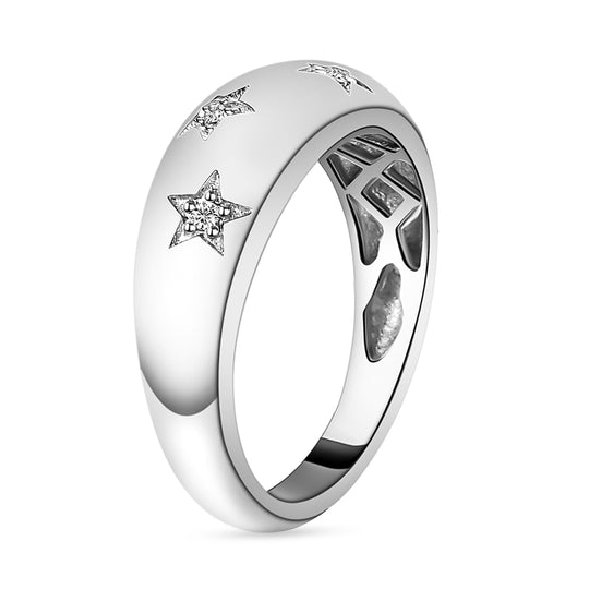 Weißer Diamant Ring 925 Silber Platiniert (Größe 17.75) ca. 0,05 ct