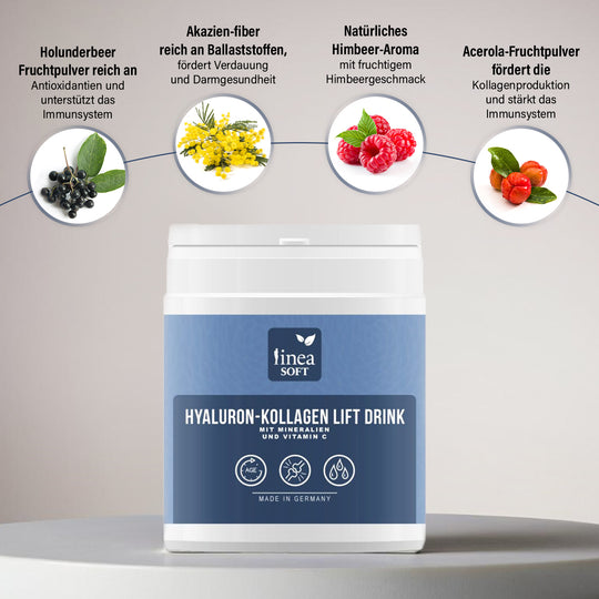 Linea Soft 3er-Set Hyaluron und Collagen Anti-Aging Lift Drink 300 gr - 30 Tage Kur