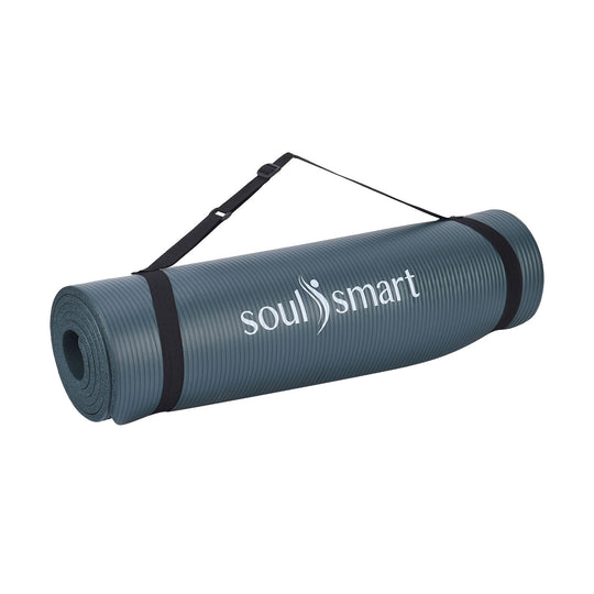 SOUL SMART - NBR Yoga-Matte mit Riemen, feuchtigkeitsbeständig, 188x61cm, schwarz