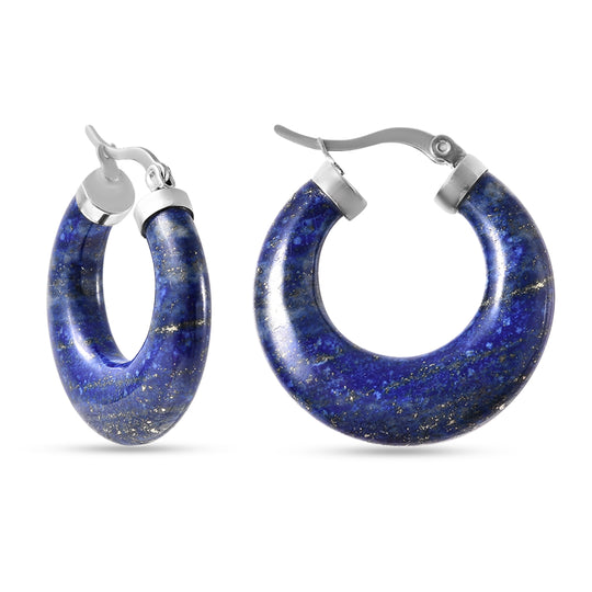 Lapislazuli Creolen in 316L Edelstahl ca. 33.50 ct