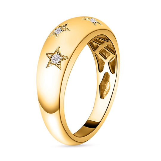 Weißer Diamant Ring 925 Silber 585 Vergoldet (Größe 20.00) ca. 0,05 ct