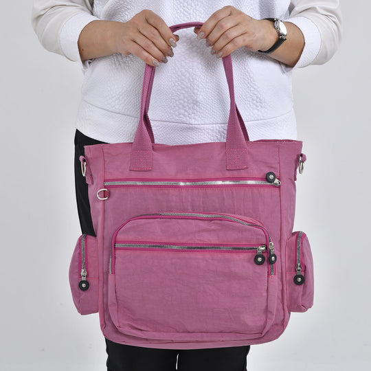 Wasserabweisende Crossbody Tasche mit Multifächer, 36x33x15 cm, himbeerfarbe