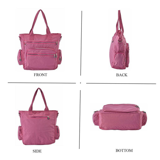 Wasserabweisende Crossbody Tasche mit Multifächer, 36x33x15 cm, himbeerfarbe