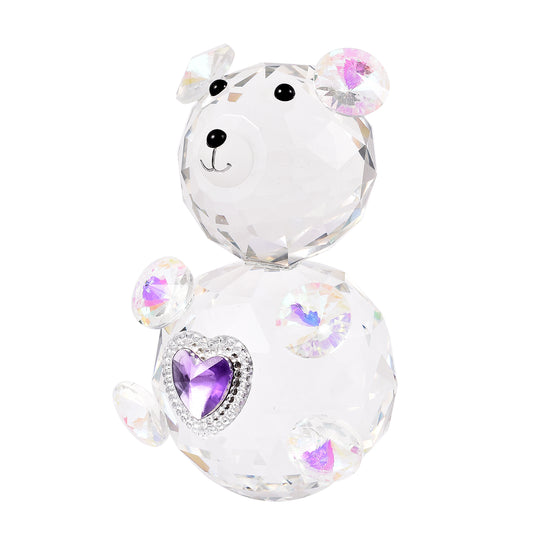 Kristall-Bärenfigur mit Herz, 11x7x6.5cm, Transparent