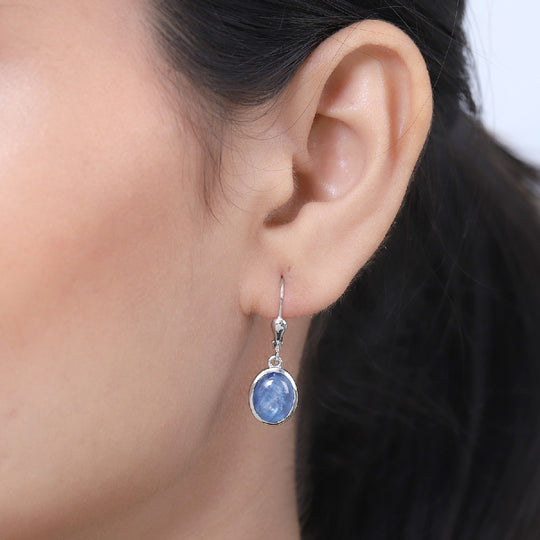 Kyanit Ohrringe 925 Silber platiniert ca. 5,21 ct