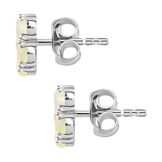 Natürlicher Äthiopischer Opal Cluster Ohrstecker 925 Silber platiniert ca. 0,88 ct