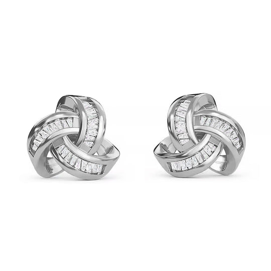 D'Joy blaue Diamant Liebesknoten Ohrstecker, 925 Silber platiniert - 0,25 ct.