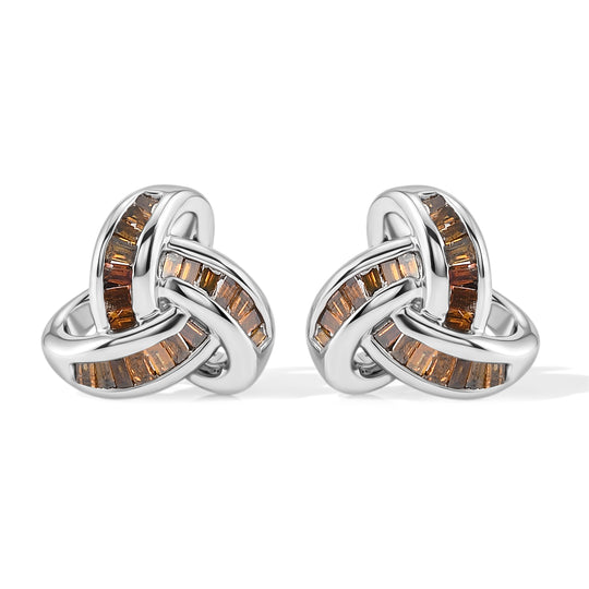 D'Joy blaue Diamant Liebesknoten Ohrstecker, 925 Silber platiniert - 0,25 ct.