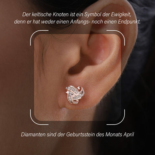 D'Joy blaue Diamant Liebesknoten Ohrstecker, 925 Silber platiniert - 0,25 ct.