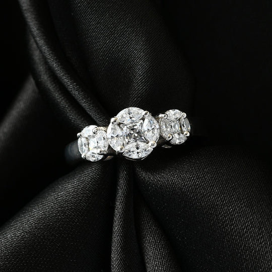 LUSTRO STELLA Hergestellt mit Feinster ZIRKONIA Ring 925 Silber platiniert (Größe 20.00) ca. 1,31 ct