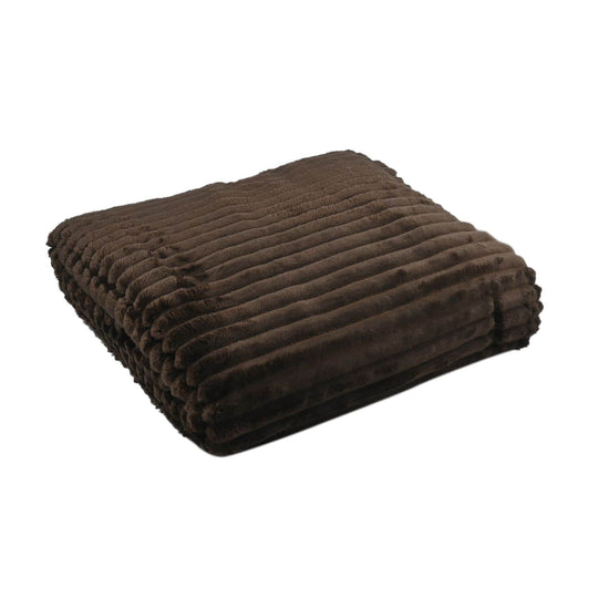 Blaue Ripp-Flanelldecke mit Sherpa-Rückseite,150x198cm, Blau,
