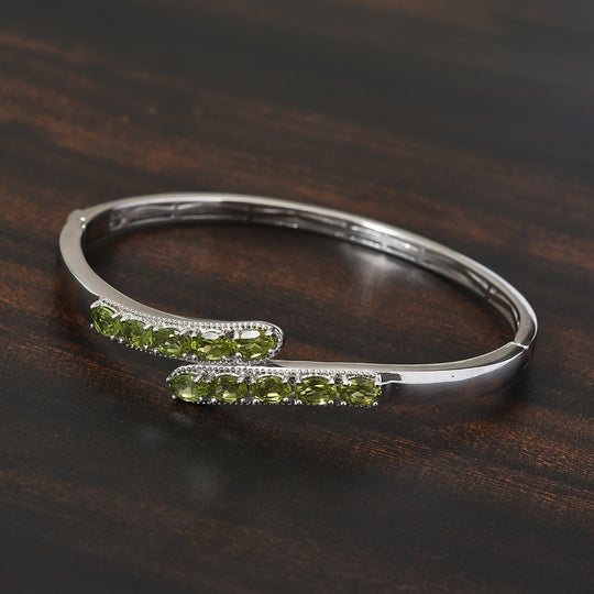 Peridot Armreif ca. 19 cm Reines Messing Ionenbeschichtetes Platin ca. 4,87 ct.