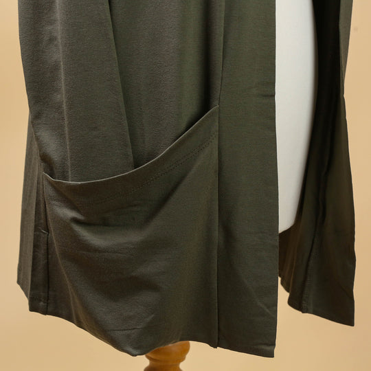 TAMSY - Jersey Cardigan mit offener Vorderseite für Damen, Größe 38, Khaki
