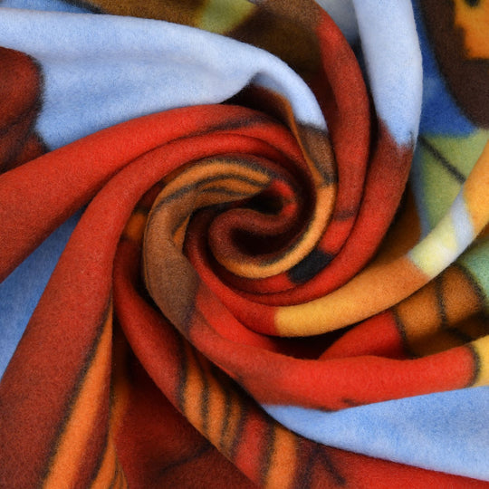Superweiche Fleecedecke mit Weihnachtsmann Muster, Größe 130x170 cm, Blau und Mehrfarbig, Kamin