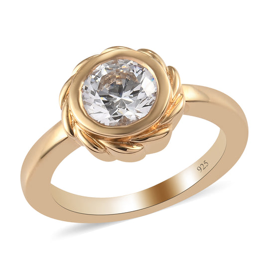 LUSTRO STELLA - feinster Zirkonia-Ring, 925 Silber vergoldet (Größe 17.00) ca. 2,25 ct