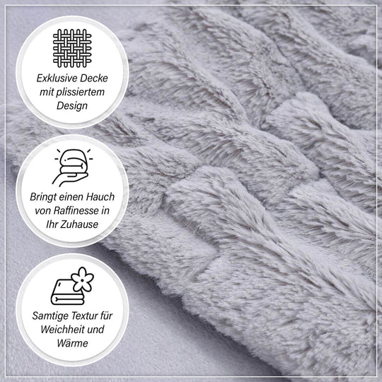 Super weich: Plissierte Luxus Decke mit Mikroflannel-Futter, 150x200 cm, Lavendel