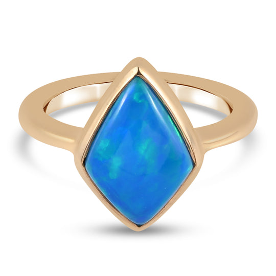 Miami Blue Welo Opal Solitär-Ring, 925 Silber Gelbgold Vermeil (Größe 16.00) ca. 1.77 ct