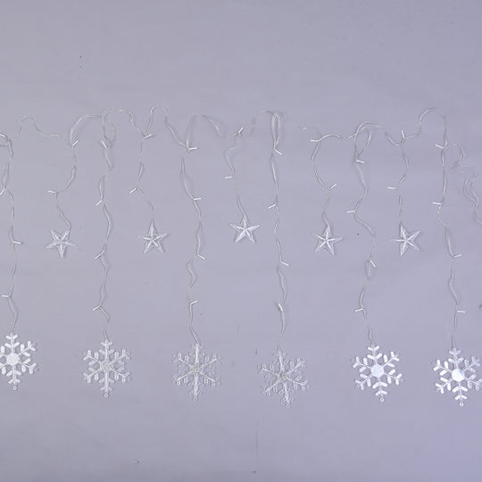 126 LED Vorhang warmweiße Lichterkette - Schneeflocken, 3xAA (nicht inkl.), Größe 350x85 cm