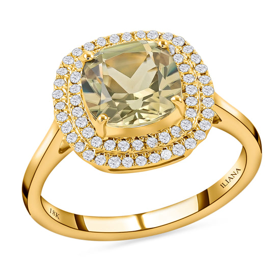 ILIANA AAA Turkizit und Diamant-Ring, SI G-H, 750 Gelbgold (Größe 17.00) ca. 2.81 ct