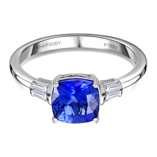 RHAPSODY - AAAA Tansanit und Diamant-Ring, VS E-F, 950 Platin (Größe 20.00) ca. 2.45 ct