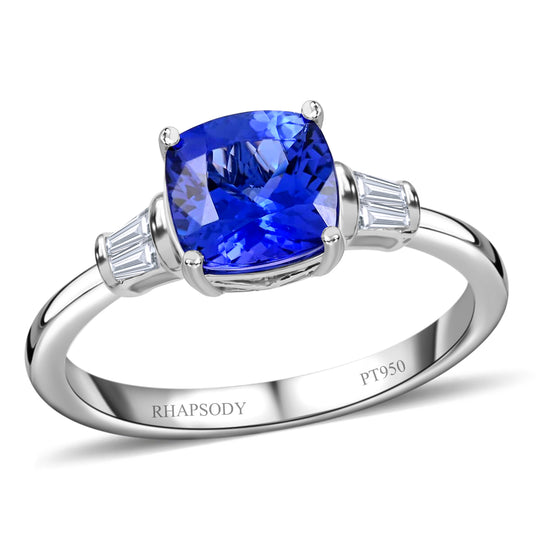 RHAPSODY - AAAA Tansanit und Diamant-Ring, VS E-F, 950 Platin (Größe 20.00) ca. 2.45 ct