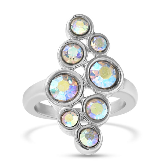 2er- Set Kristall Ring und Anhänger mit Kette ca. 50 cm Edelstahl