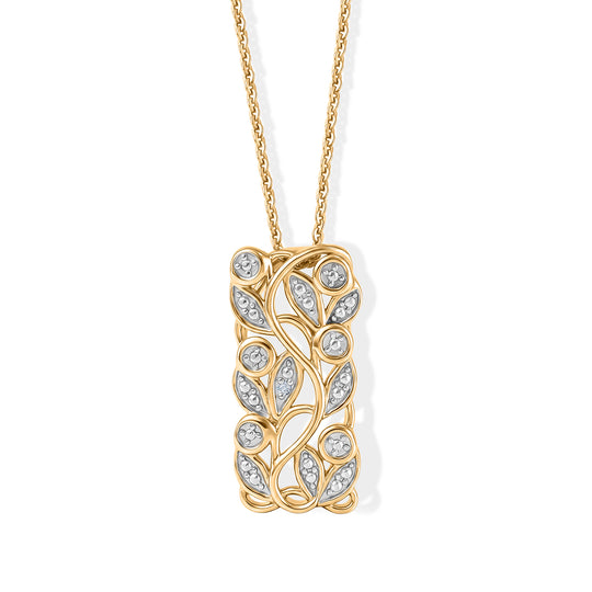 ALLORO platinierter Silber-Anhänger mit Diamantakzenten und 50cm Kette