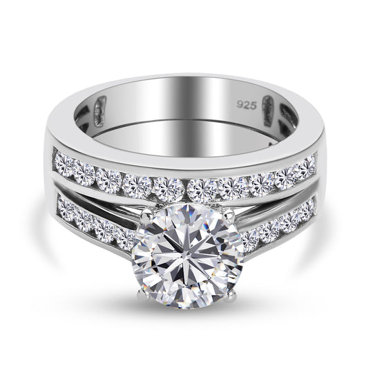 2er-Set 120 Facetten Moissanit-Ring, 925 Silber platiniert ca. 2.48 ct