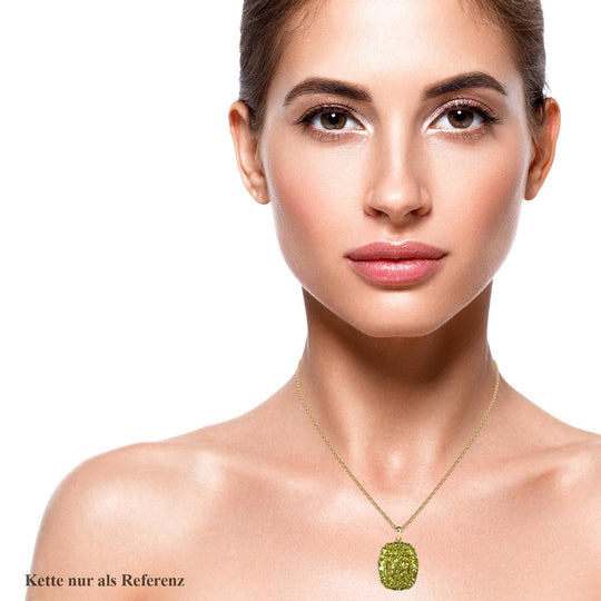 Natürlicher Peridot-Anhänger mit Kette, 925 Silber vergoldet ca. 15.45 ct