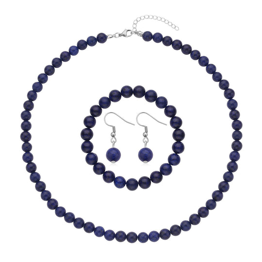 3er Set - Rosenquarz Halskette, Armband und Ohrringe, 316L Edelstahl ca. 323.50 ct