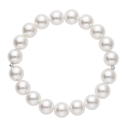 Goldenes Muschelkernperlen-Armband und Ohrringe, 925 Silber rhodiniert