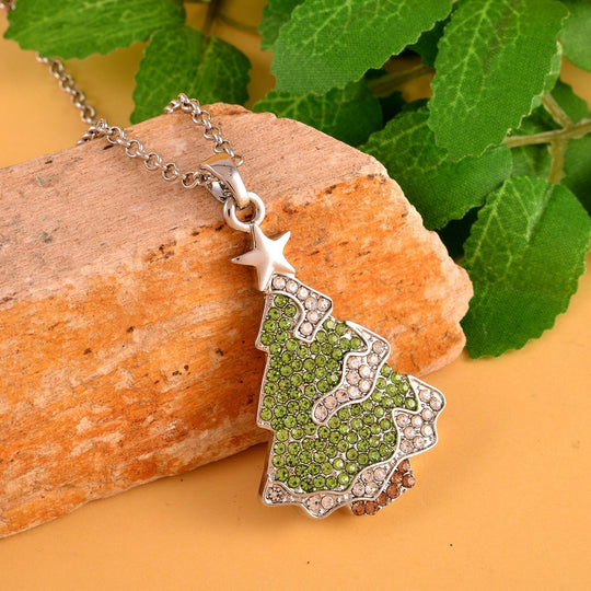 Mehrfarbiger Kristall Christbaum-Anhänger mit Kette, silberfarben 2.80 ct