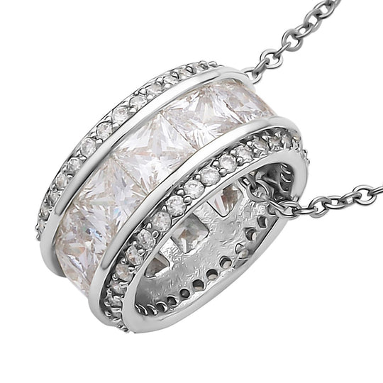 Weißer Zirkonia-Anhänger mit Kette, Messing, ca. 2.50 ct