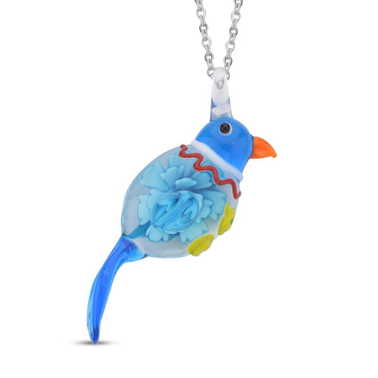 Mehfarbiger Anhänger im Murano-Stil Glas mit 60cm Kette, Schmetterling Design