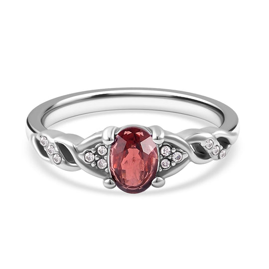 2er Set - Roter Granat Ring und Anhänger mit Kette Schmuckset, 316L Edelstahl ca. 0.60 ct