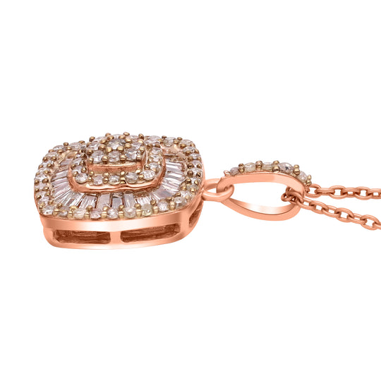 Natürlicher Champagner Diamant Anhänger mit Kette, 925 Silber Roségold Vermeil, ca. 0.50 ct