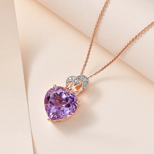 GP Amore Kollektion - Rose de France Amethyst und Kanchanaburi blauer Saphir-Anhänger mit Kette, ca. 50 cm, 925 Silber Roségold Vermeil ca. 6.24 ct