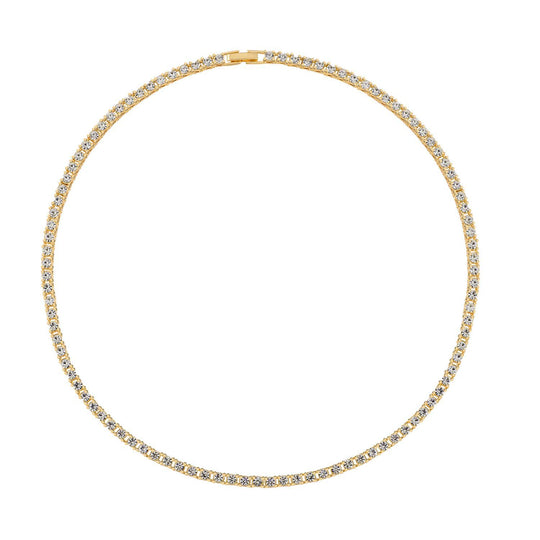 2er Set - Weißer Kristall Halskette und Armband, silberfarben