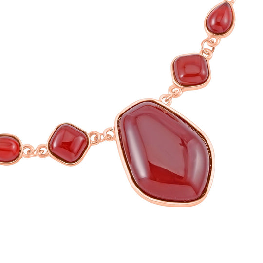 Roter Achat Anhänger mit Kette, Reiner Edelstahl, ca. 298.00 ct