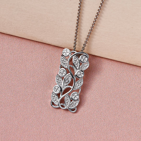 ALLORO platinierter Silber-Anhänger mit Diamantakzenten und 50cm Kette