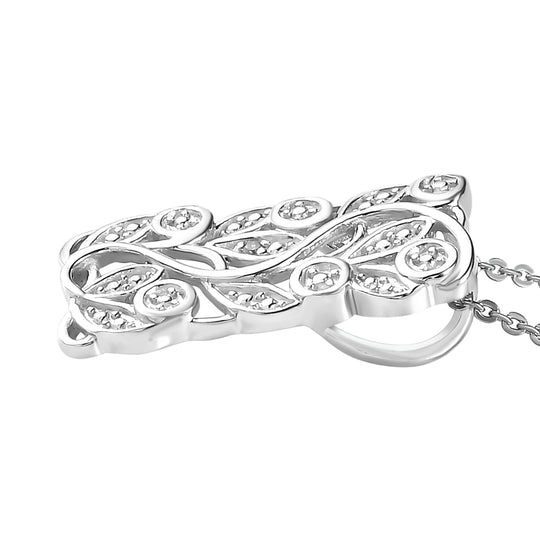 ALLORO platinierter Silber-Anhänger mit Diamantakzenten und 50cm Kette