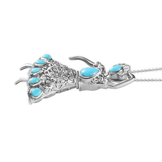 Sleeping Beauty Türkis Anhänger mit Kette, 925 Silber platiniert ca. 1.72 ct