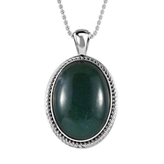 Blaues Türkis Anhänger mit Kette, Edelstahl, ca. 20.11 ct
