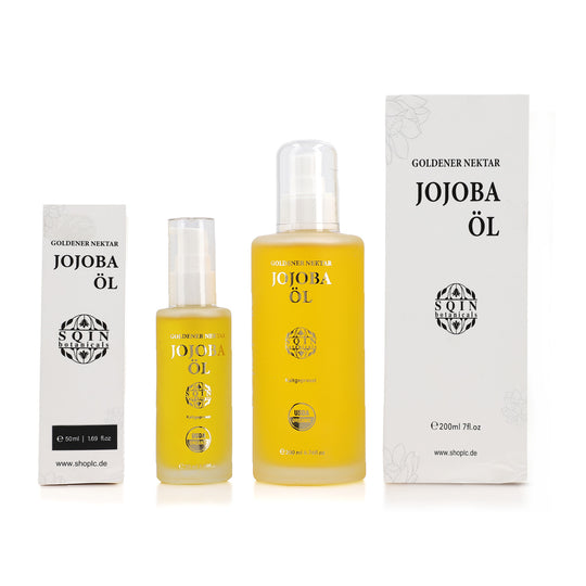 SQIN Botanicals Kaltgepresstes goldenes Nektar Jojobaöl, reines Pflegeöl, 200ml