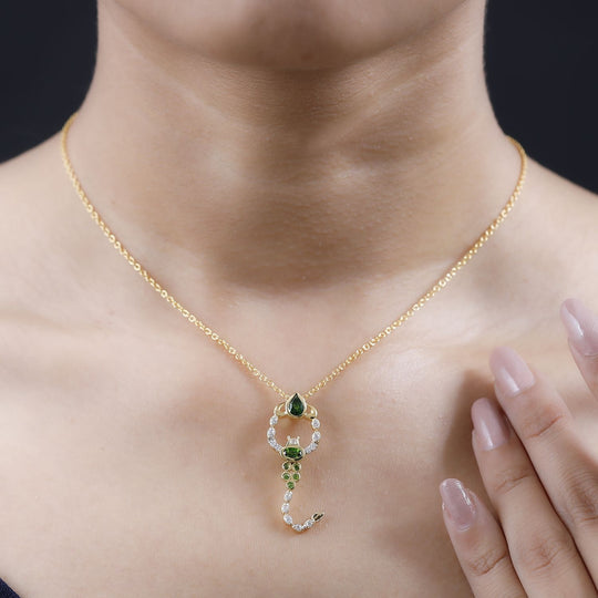 GP Trionfo Kollektion - Natürlicher Chromdiopsid Schmuckset 925 Silber Gelbgold Vermeil ca. 1,17 ct.