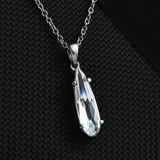 Weißer Kristall Schmuckset Edelstahl