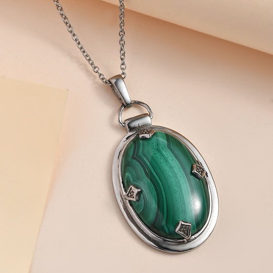 Malachit Schmuckset Edelstahl ca. 38,64 ct.